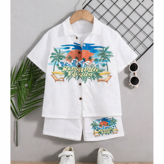 New WhiteToddler Boy Summer Shirt and Short Set