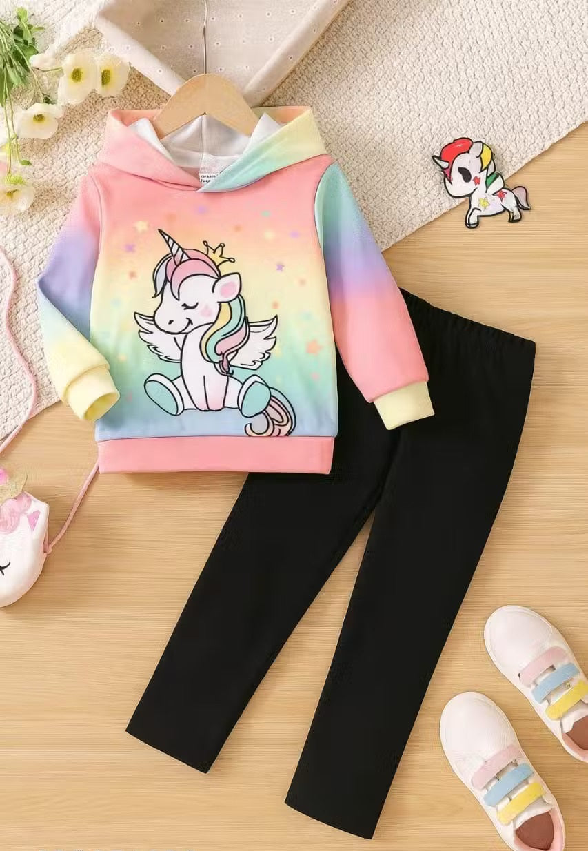 Rainbow Unicorn Printed Sweatshirt & Jogger Set!