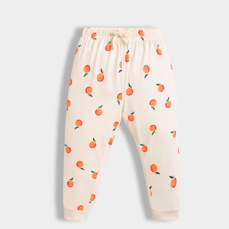 Soft Cotton Pajama Set – Mint Green with Oranges