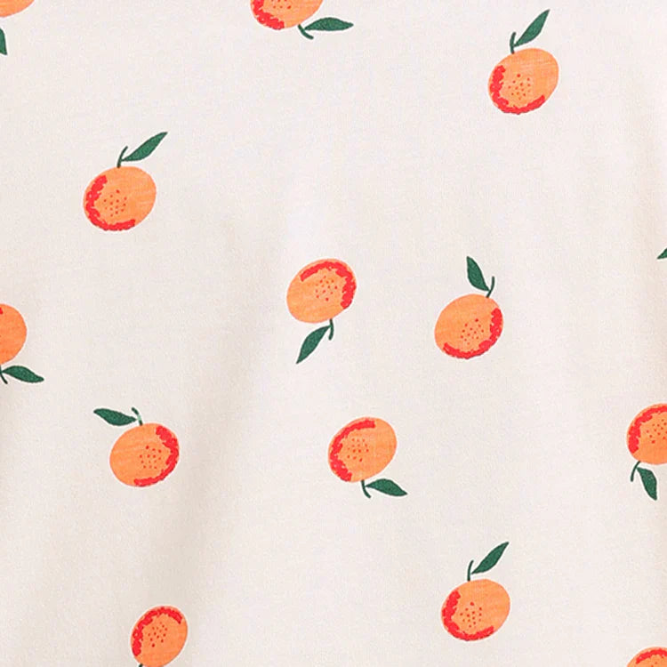 Soft Cotton Pajama Set – Mint Green with Oranges