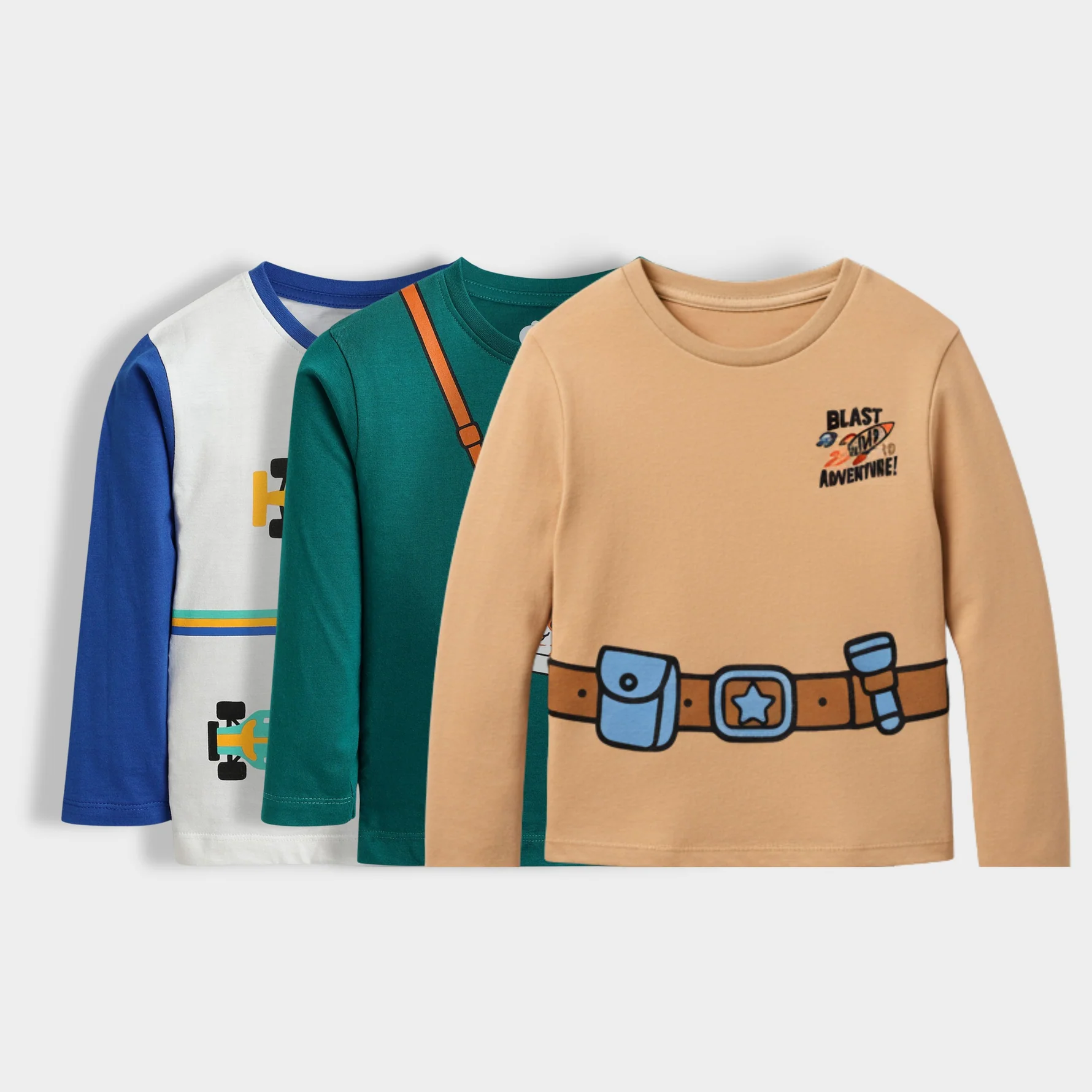 Boys Graphic Adventure Print Full Sleeve T-Shirt Combo (Pack of 3) – Soft Cotton