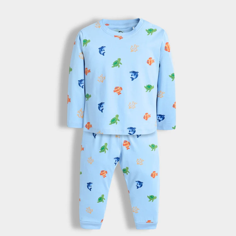 Boys & Girls Full Sleeve Pyjama Set – Sea Animal Theme