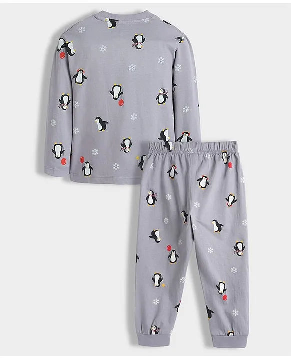 Boys & Girls Full Sleeve Pajama Set – Cute Penguin Theme