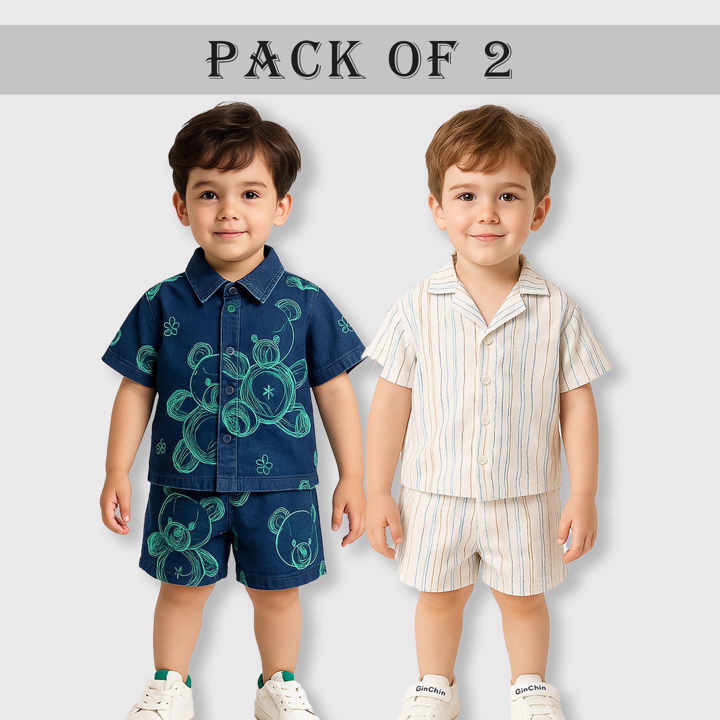 Trendy Unisex Blue Teddy And Multiline Cord Set (Combo Pack For 2 )