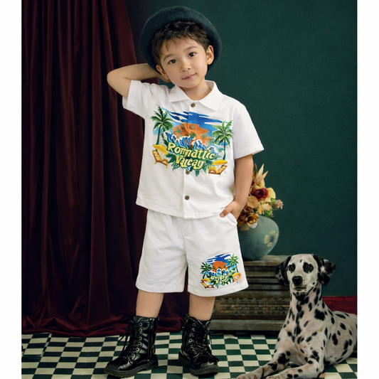 New WhiteToddler Boy Summer Shirt and Short Set