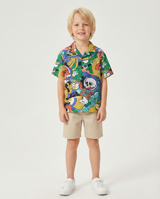 Ghost Stylish Multicolors Designer Button Front Shirt For Boy.