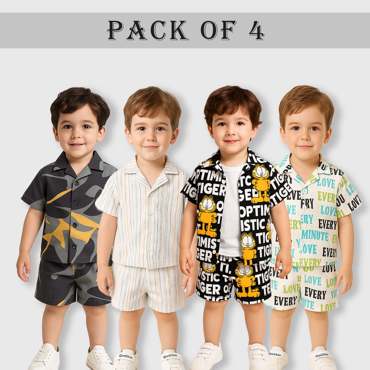 Beautiful Tiger , Every Minute , Multiline, Black Yellow (Combo Pack Of 4)