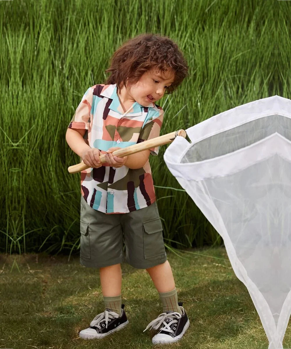 BWOOLS Tree Cocount and Letters_Graphic Mock Designer Button Front (Combo Pack Of 3) Shirt For Boy.