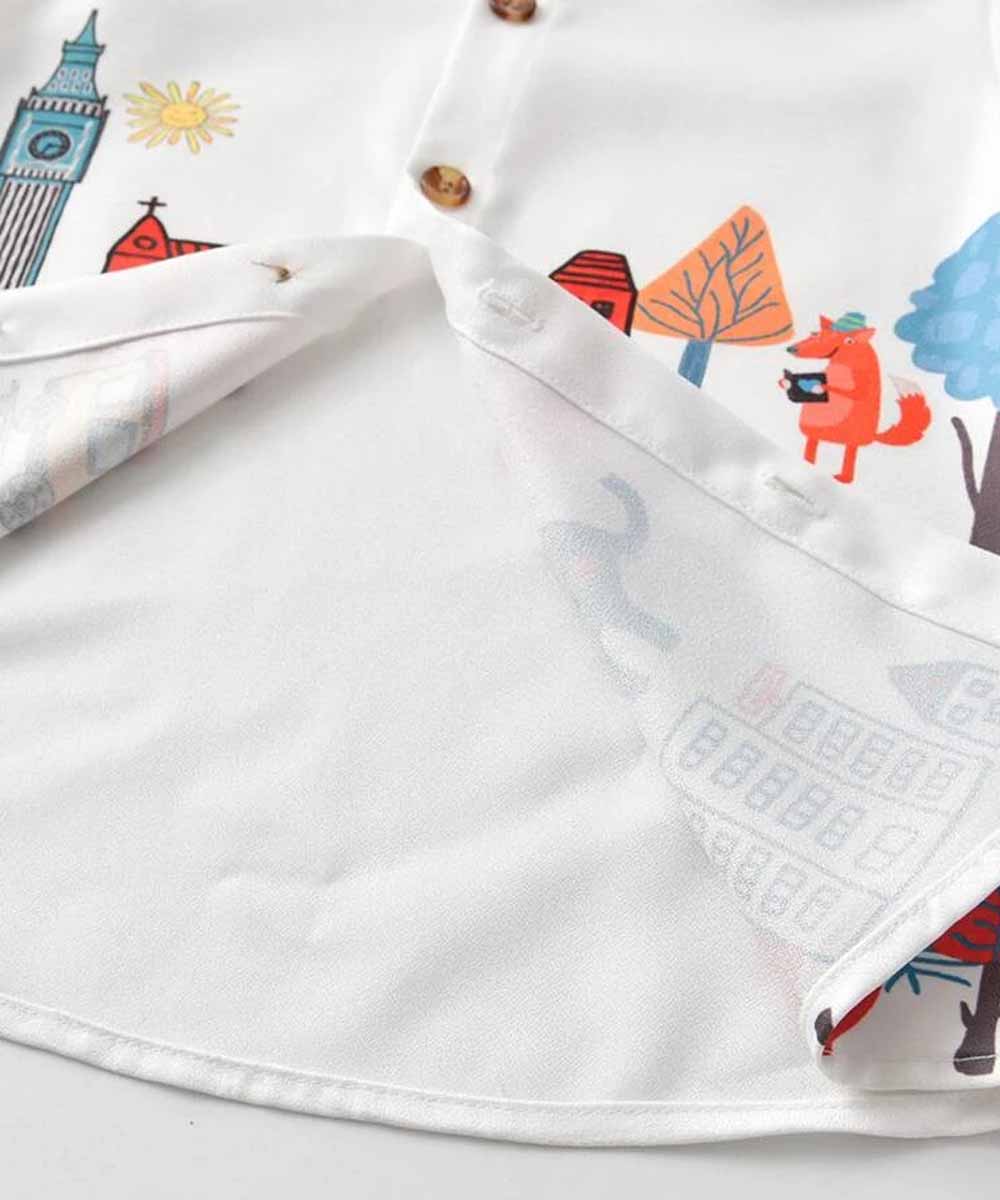 Bwools White House London Border Print Short Sleeve Shirt For Boy.