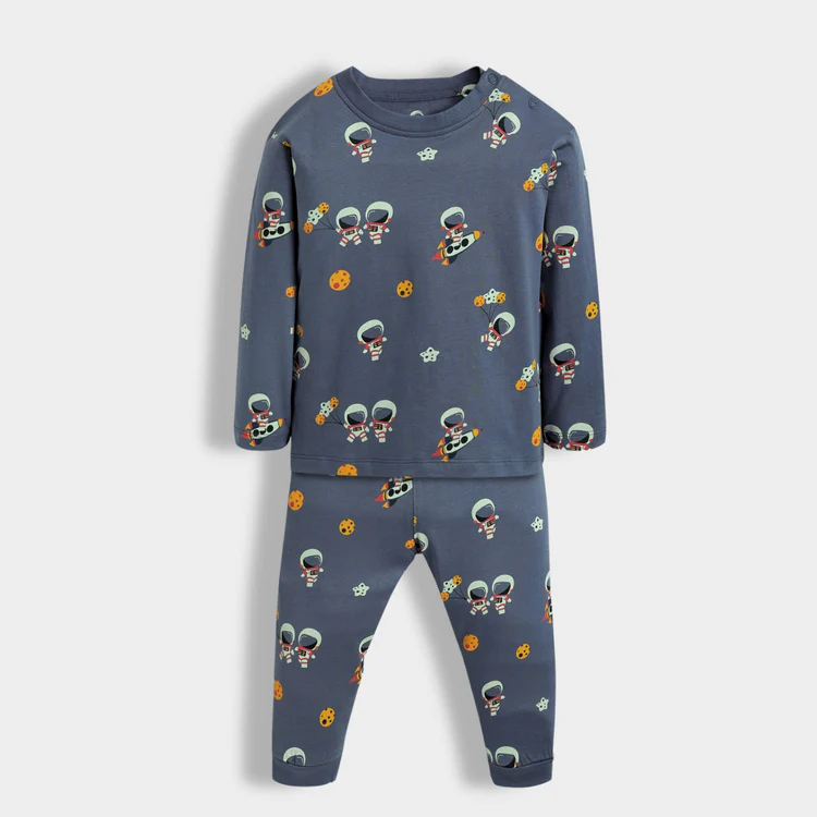 Unisex Kids’ 4-Pack Cotton Pajama Sets – Astronaut, Safari, Lemon & Orange Prints .
