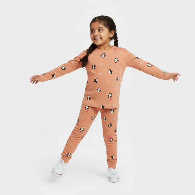 Boys & Girls Full Sleeve Pajama Set – Cute Penguin Theme