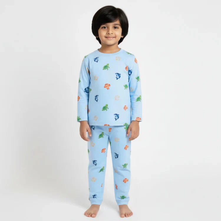 Boys & Girls Full Sleeve Pyjama Set – Sea Animal Theme