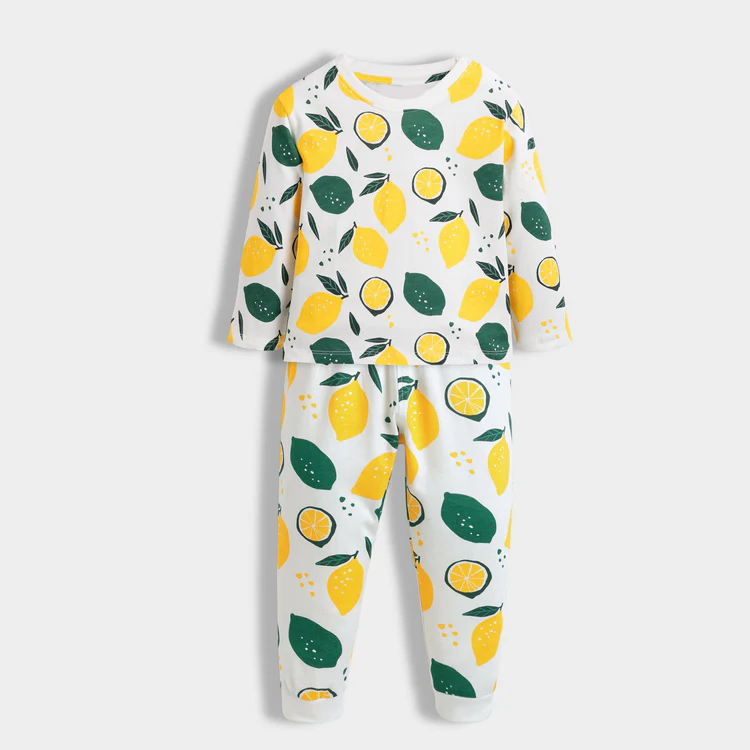 Unisex Kids’ 4-Pack Cotton Pajama Sets – Astronaut, Safari, Lemon & Orange Prints .