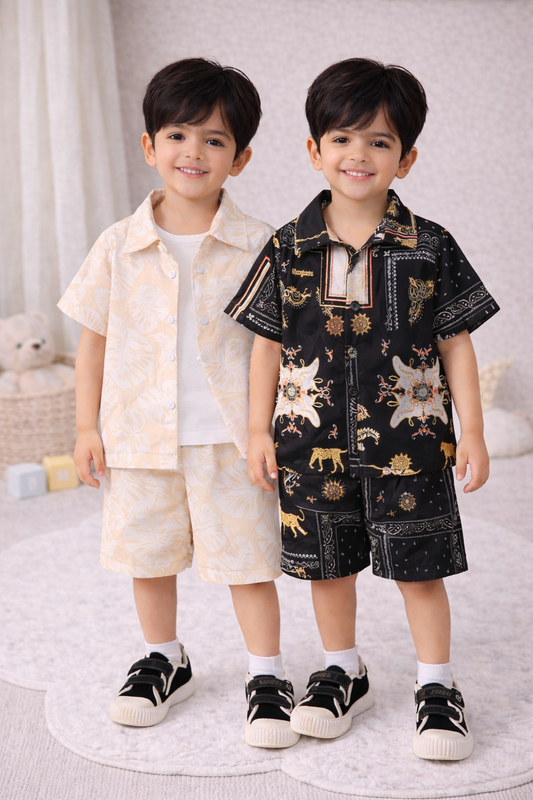 "Sibling Style: Cream Leaves and Black Baroque"