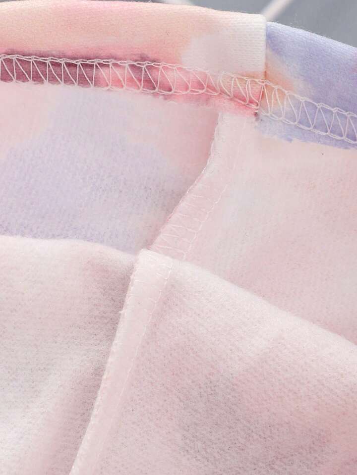 Young Girl Letter Graphic Tie Dye Hoodie & Sweatpants