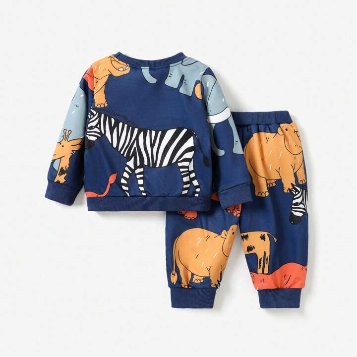 Bwools Baby Boys Blue Animal Full Sleeve T-shirt  and Pant For Boys.