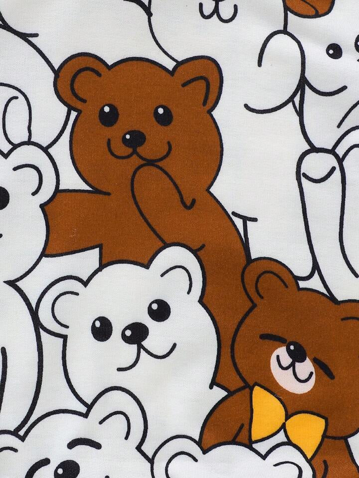 Bwools Baby Set Printed Brown Teddy  Full Sleeve T-shirt  and Pant  For Boys.