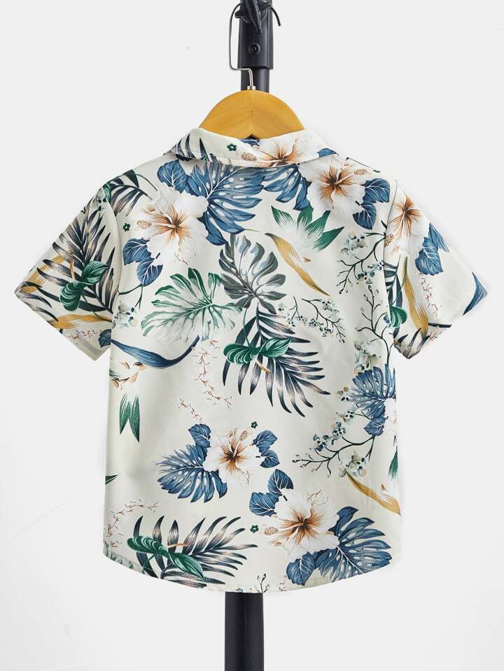 Boy's Cream and Designer Flower Animal Orange Dinosaur Front (Combo Pack Of 4) Shirt For Boy