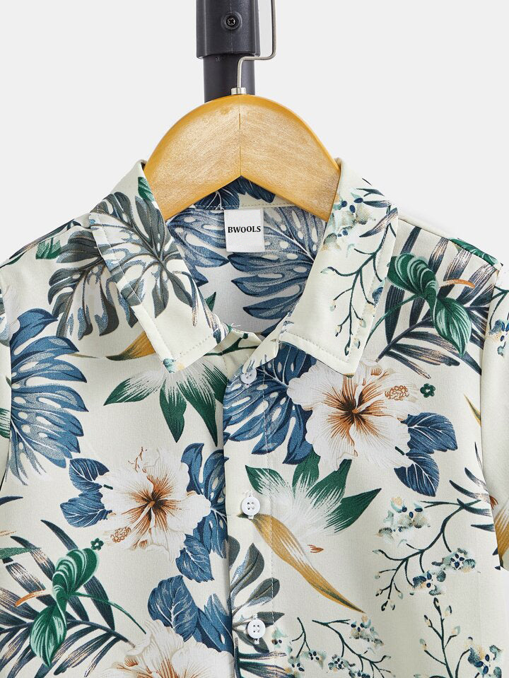 Boy's Cream and Designer Flower Animal Orange Dinosaur Front (Combo Pack Of 4) Shirt For Boy