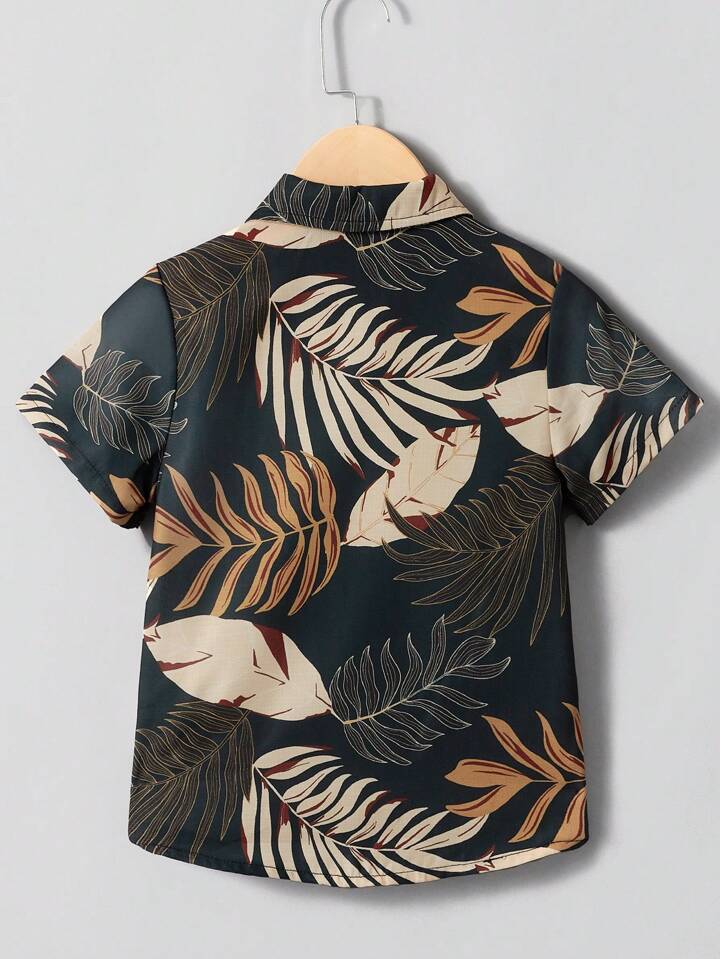 Bwools  Toddler Boys Digital Leaf Graphic Short Sleeve Shirt For Boy.
