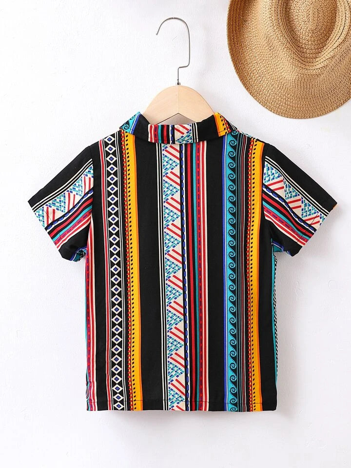 Boy's Stylish Floral and Plaid Patched Pocket Box Designer Animal Button Front (Combo Pack Of 4) Shirt For Boy