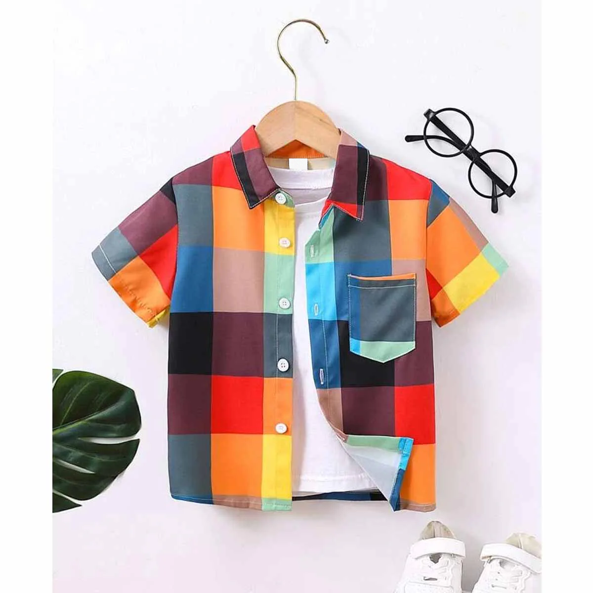 New sky multi-Line box  l Graphic Designer Button Front of ((Combo pack For 5)) Shirt For Boy