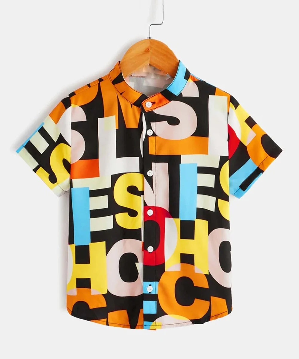 Stylish New Colourful Abcd Graphic Designer Button Front of ((Combo pack For 6)) Shirt For Boy.. (For 6 Month to 10 Year)