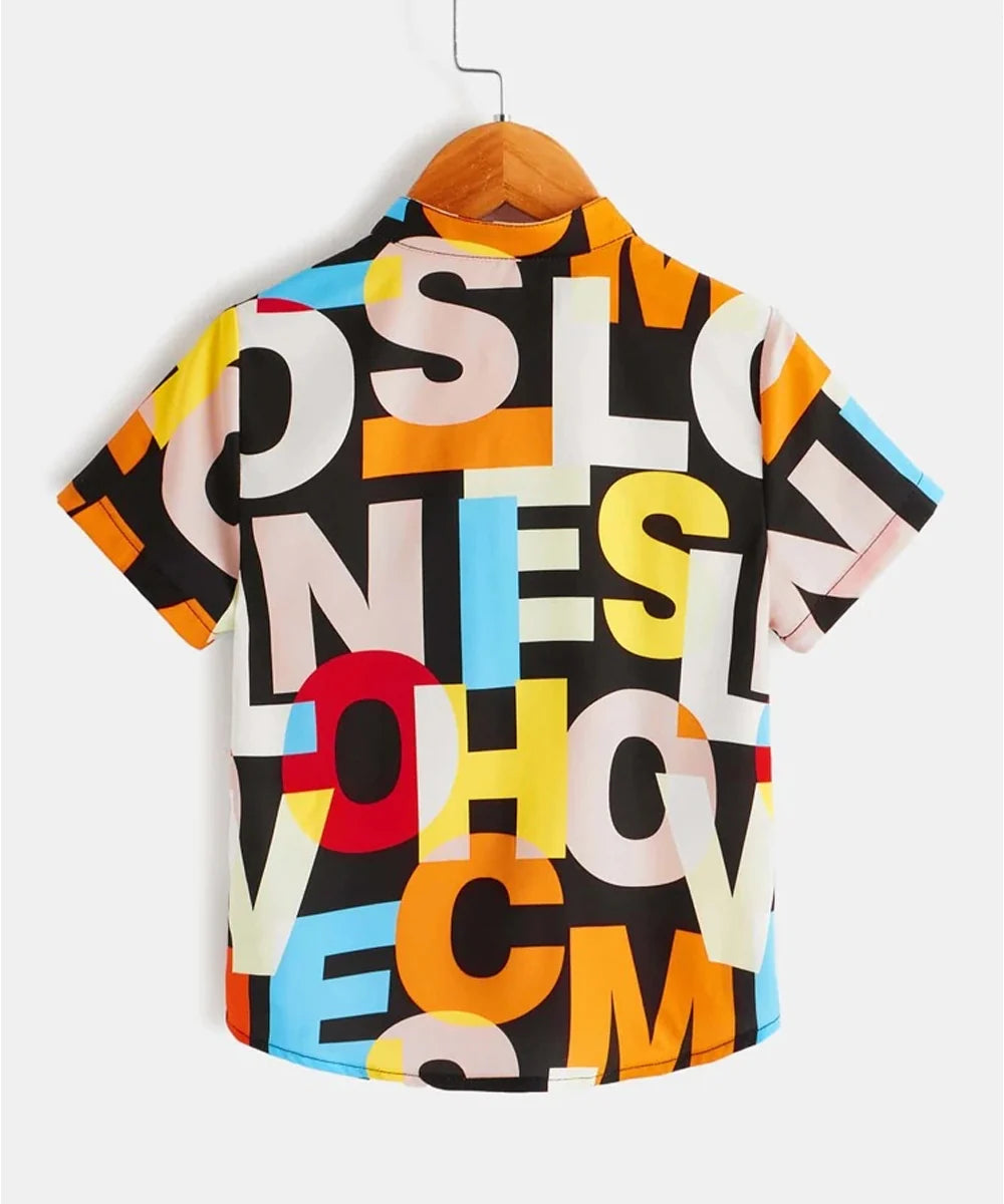 BWOOLS Tree Cocount and Letters_Graphic Mock Designer Button Front (Combo Pack Of 3) Shirt For Boy.