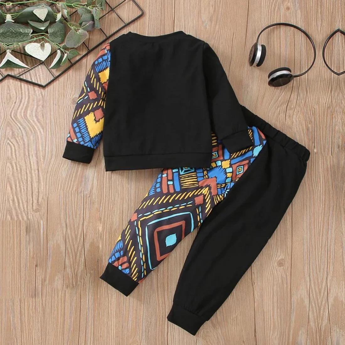 Baby Set Black Graphic Print & Cami T-shirt & Pant.