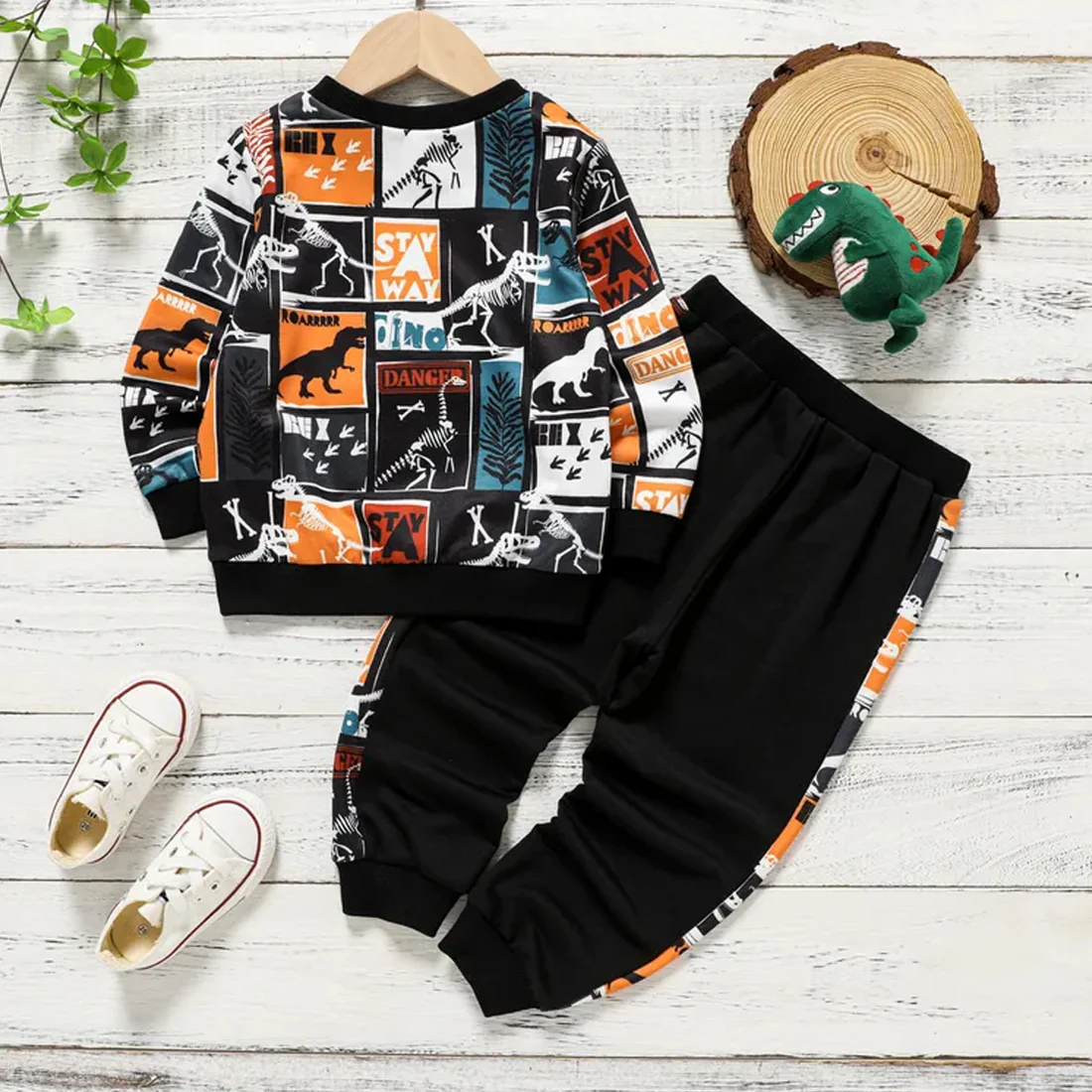 Toddler Boys Colorblock Dinosaur & Cami Pent T-shirt & Pants.