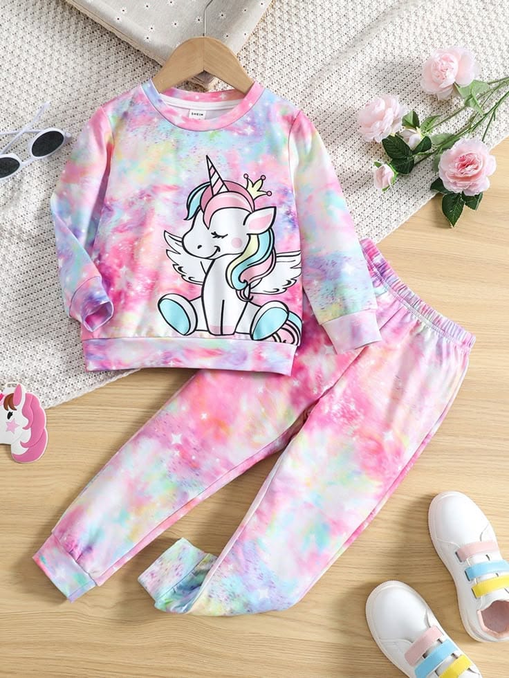 Rainbow Unicorn Printed Sweatshirt & Jogger Set!