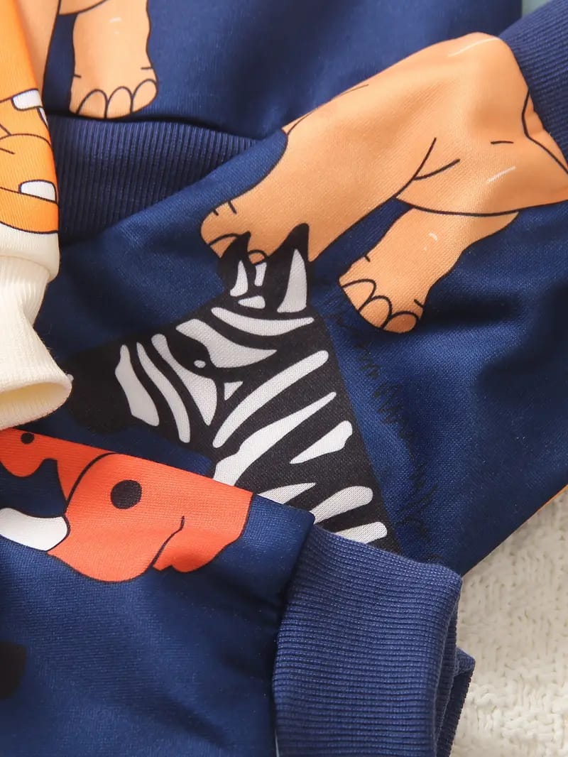 Bwools Stylish blue animal and white animal Set Black Graphic & Color block animal