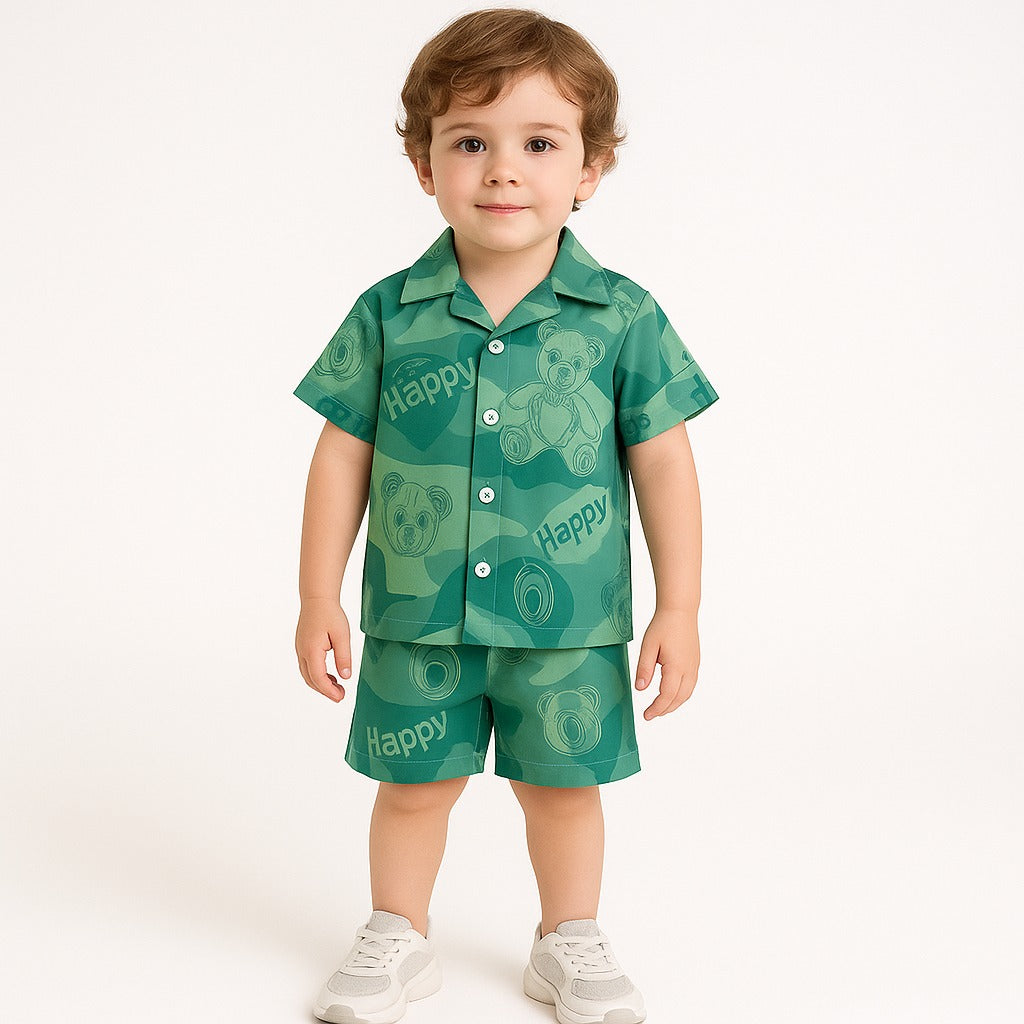 Stylish Happy Bear Unisex Top & Bottom Set