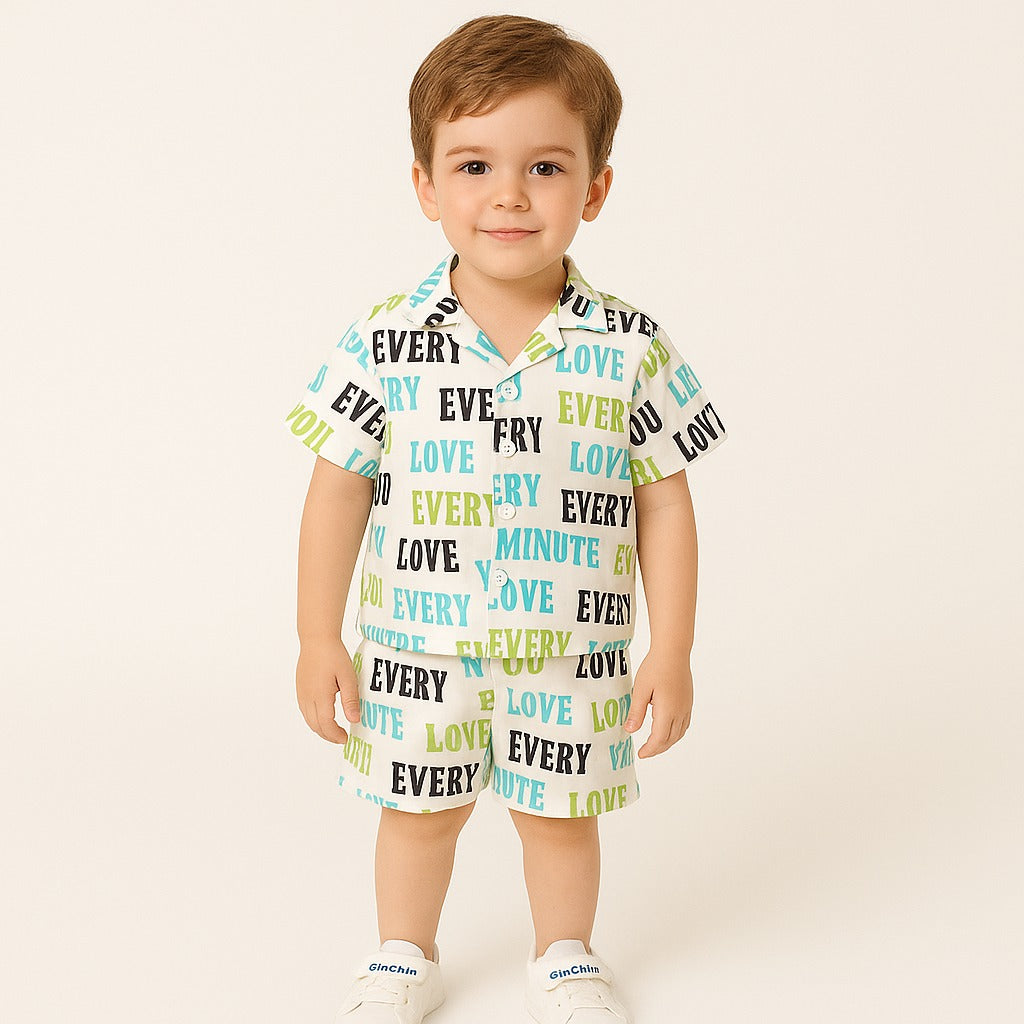 Solid Unisex Letter Graphic top - Bottom set .