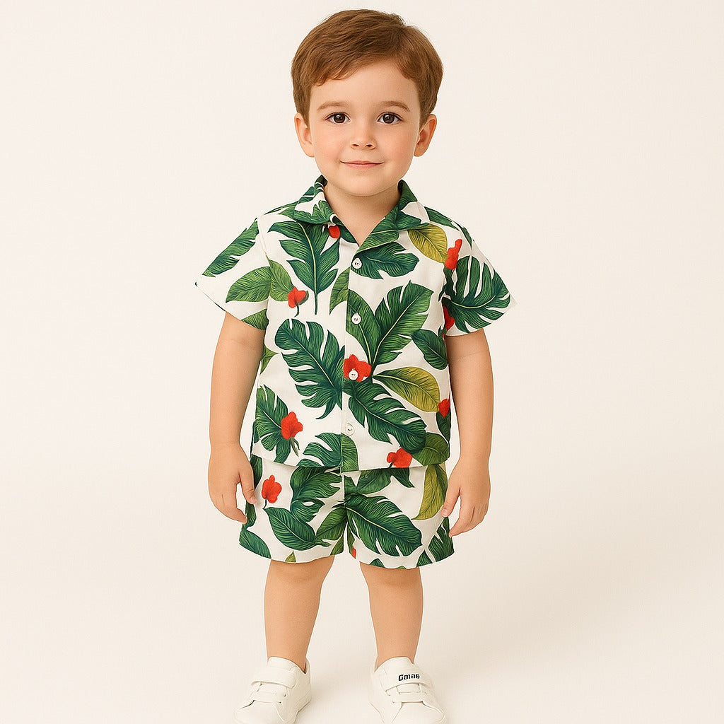 Trending Unisex Green Leaf Contrast Set .