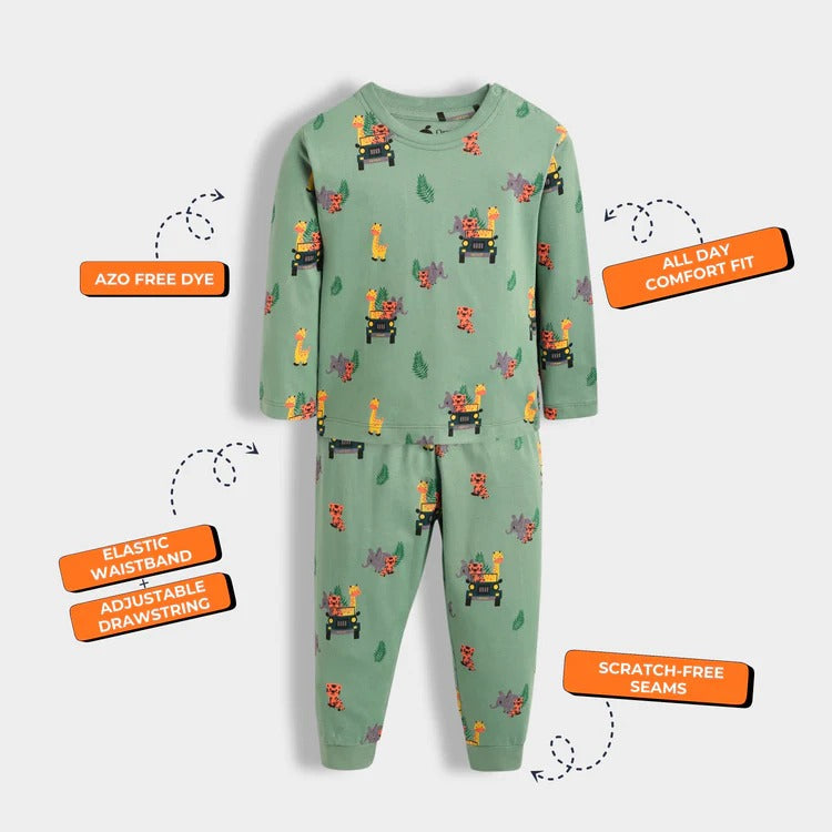 Unisex Kids’ 4-Pack Cotton Pajama Sets – Astronaut, Safari, Lemon & Orange Prints .