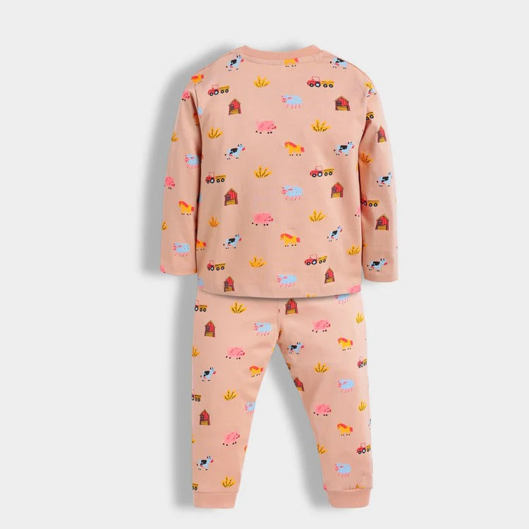 Kids Cotton Nightwear Set – Pack of 3 (Ocean, Farm, Fruit Prints) .