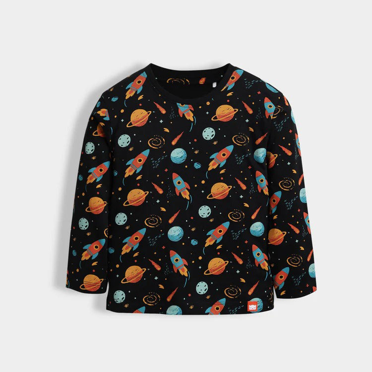Kids Space Print suit Set – Rocket & Planet Design Full Sleeves Pajama Suit