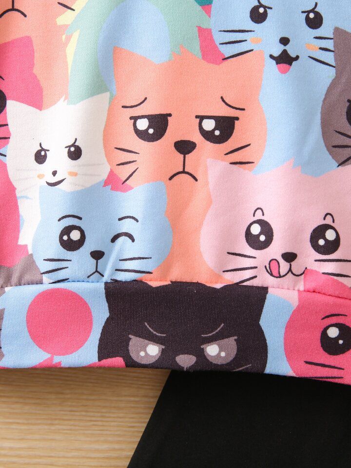 Coloring Cat  Printed Sweatshirt & Jogger Set!