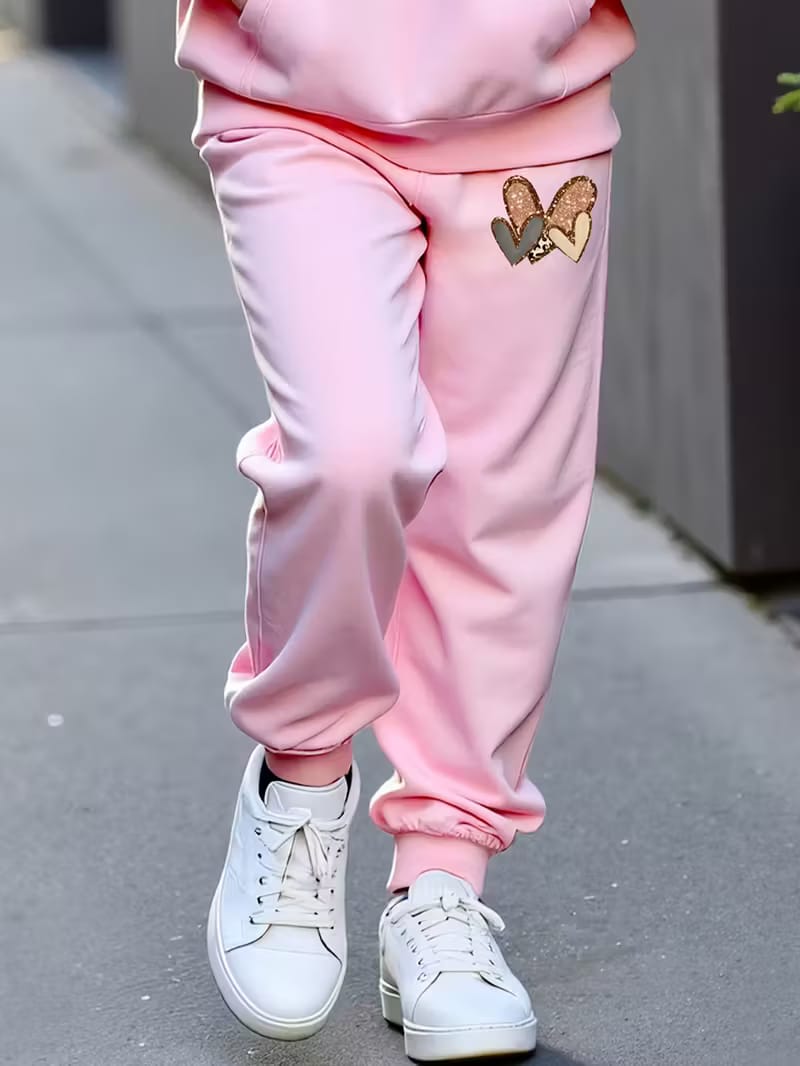 love heart print girls long sleeve hoodie