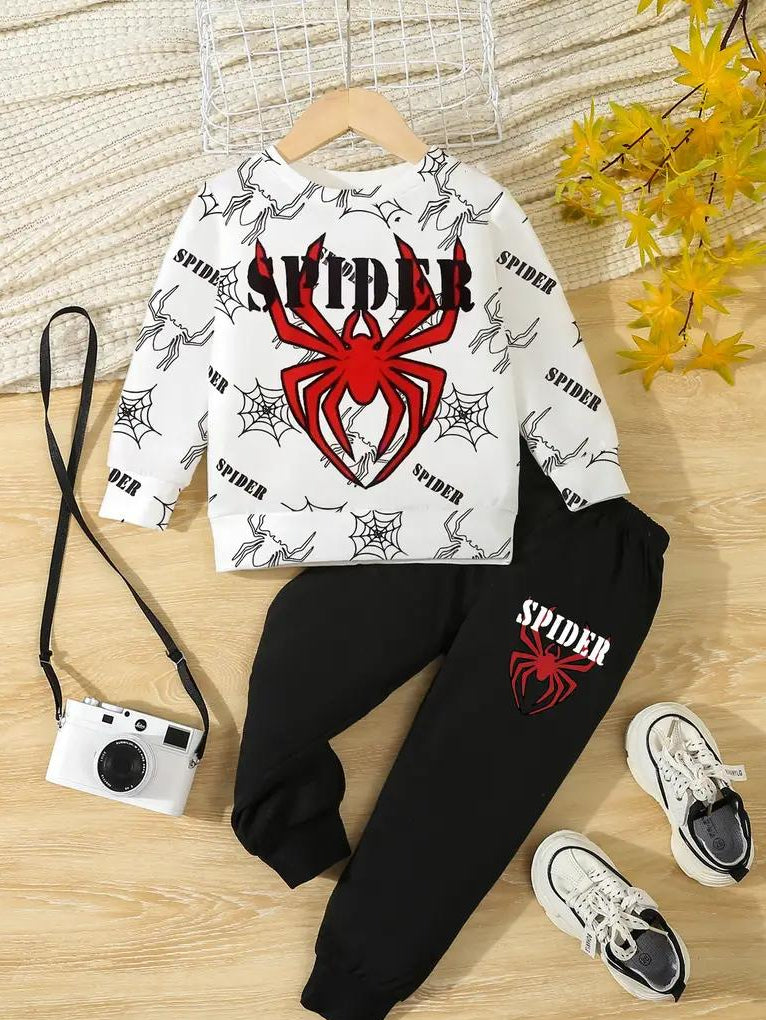 Baby Boy Tie Dye Letter Graphic Sweatpants spider black